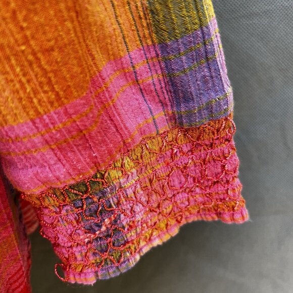 Soft Surroundings Petite XL Plaid Shirt Button Smocked Collared Top - Picture 10 of 10